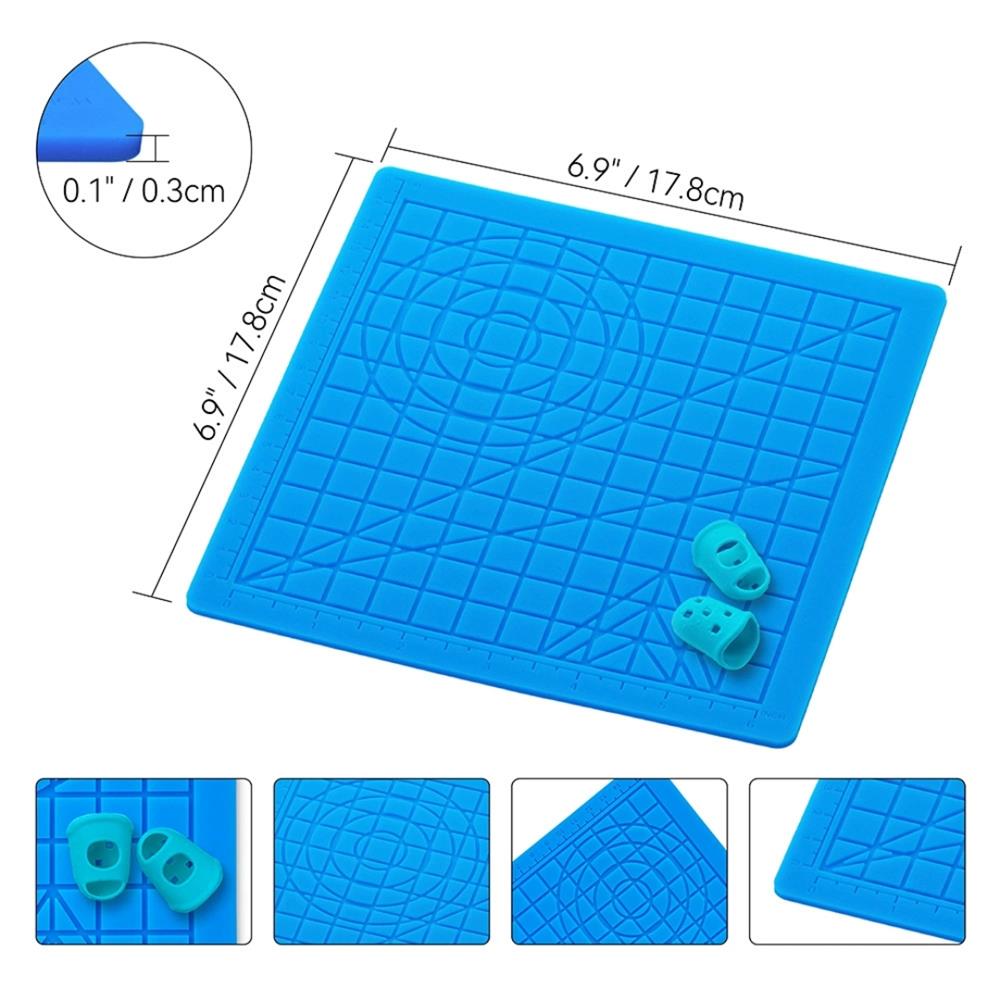 3D Pen Silicone Drawing Mat – Multi-Shape Stencil Pad with Finger Caps (17.5 × 17.5 cm)