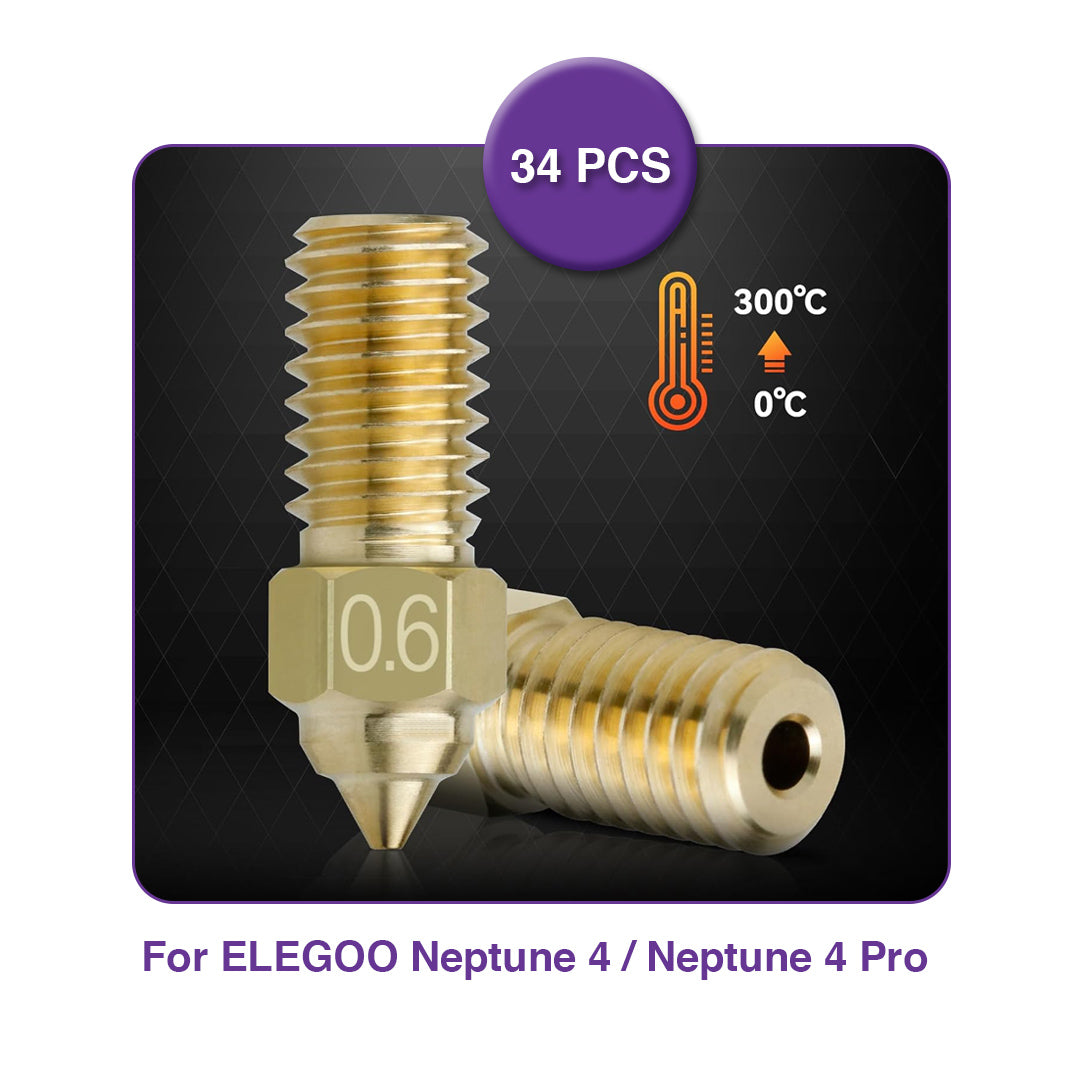 Brass Nozzles Kit with Tools for ELEGOO Neptune 4 / 4 Pro (34 Pcs) - MakerParts 3D