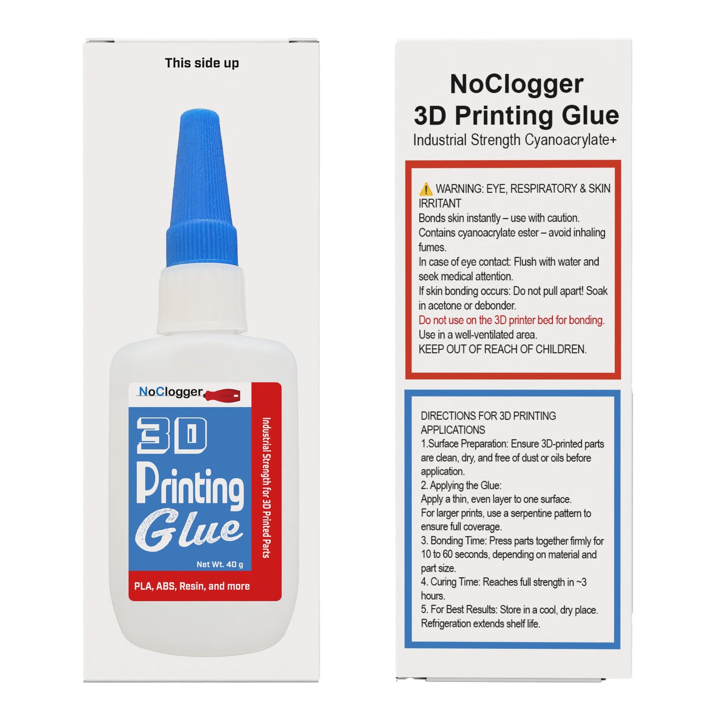 NoClogger 3D Printing Glue Fast Setting Adhesive for PLA PETG Resin