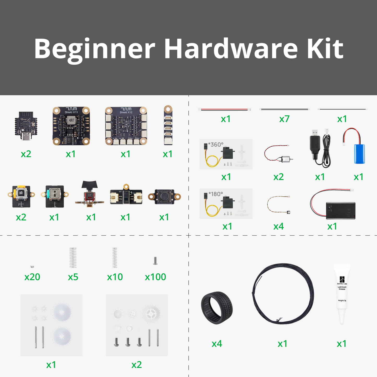 Bambu Lab Beginner CyberBrick Hardware DIY Kit ZK004 (1 Remote, 1 Car)