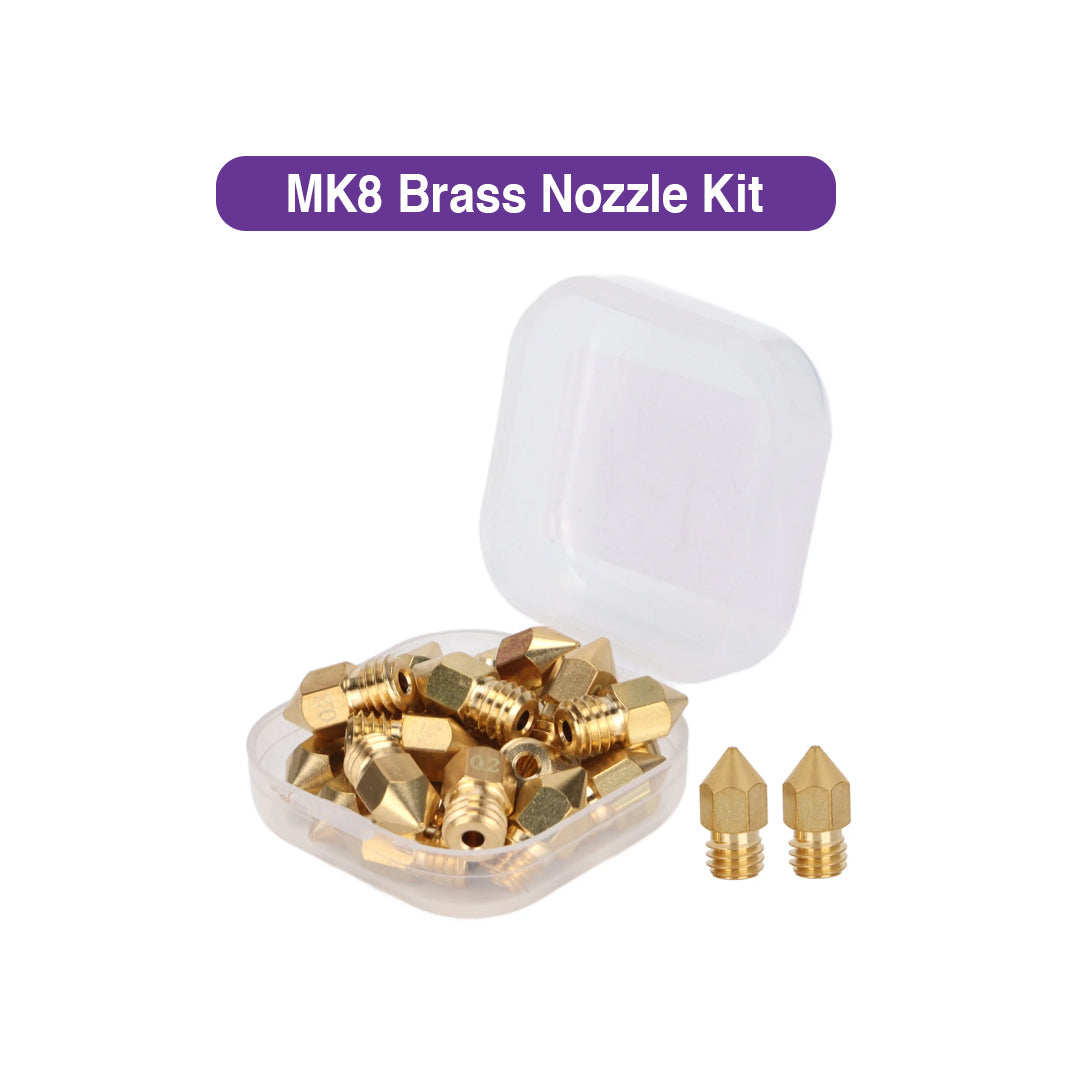 MK8 Brass Nozzle Set – 21PCS (0.2mm to 1.0mm) + Wrench & Storage Box - MakerParts 3D