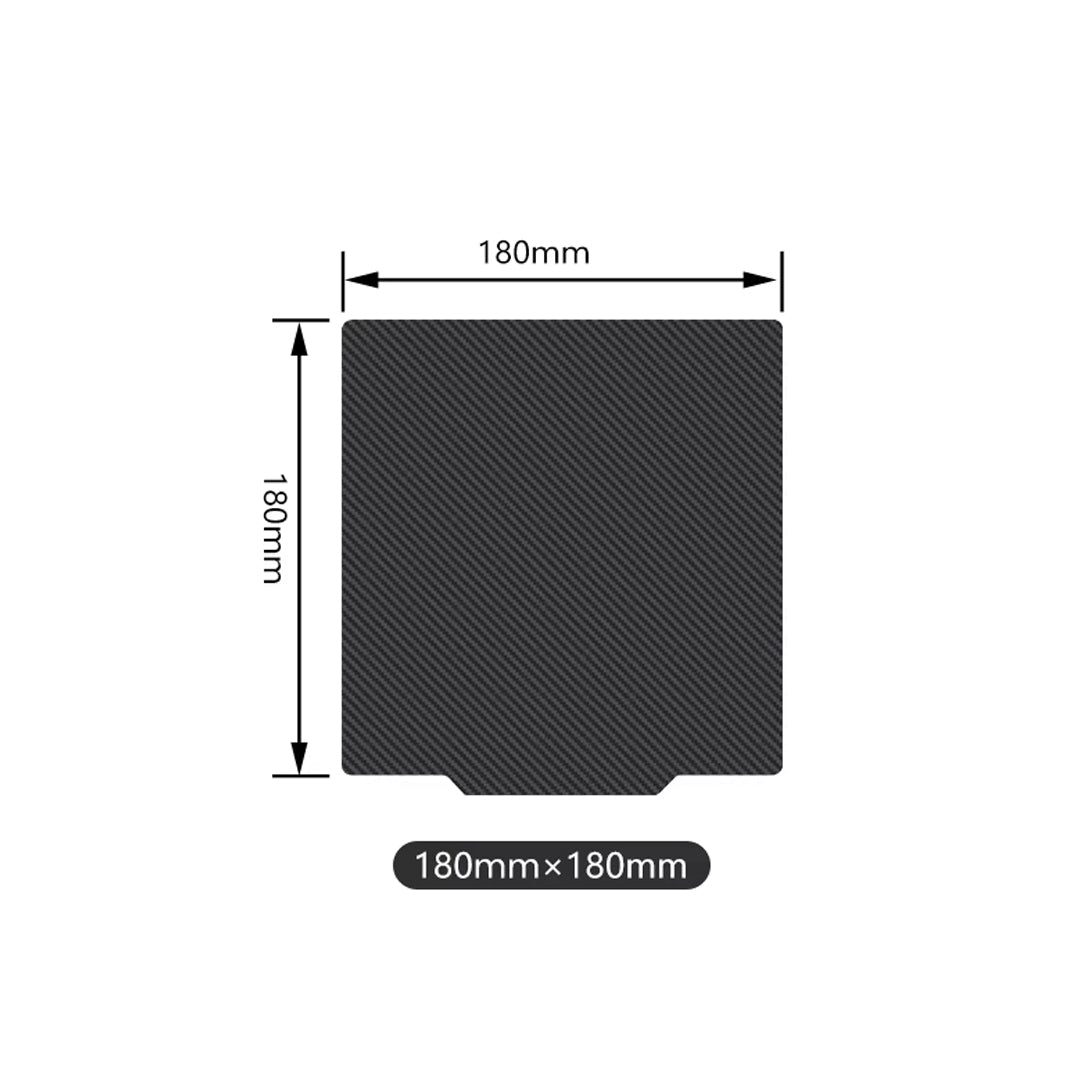 One-Side PEI Coated & One-Side Carbon Fiber Flexible Steel Plate 180x180mm (Without Soft Magnet) - MakerParts 3D