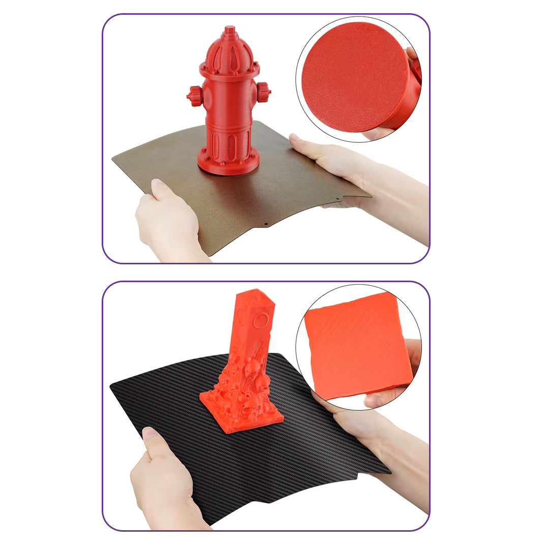 One-Side PEI Coated & One-Side Carbon Fiber Flexible Steel Plate 180x180mm (Without Soft Magnet) - MakerParts 3D