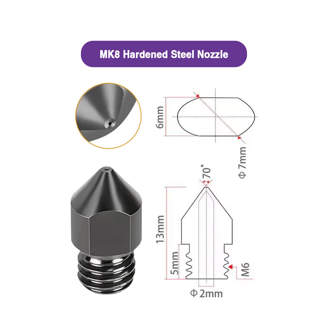 MK8 Hardened Steel Nozzle – 1.75mm - MakerParts 3D