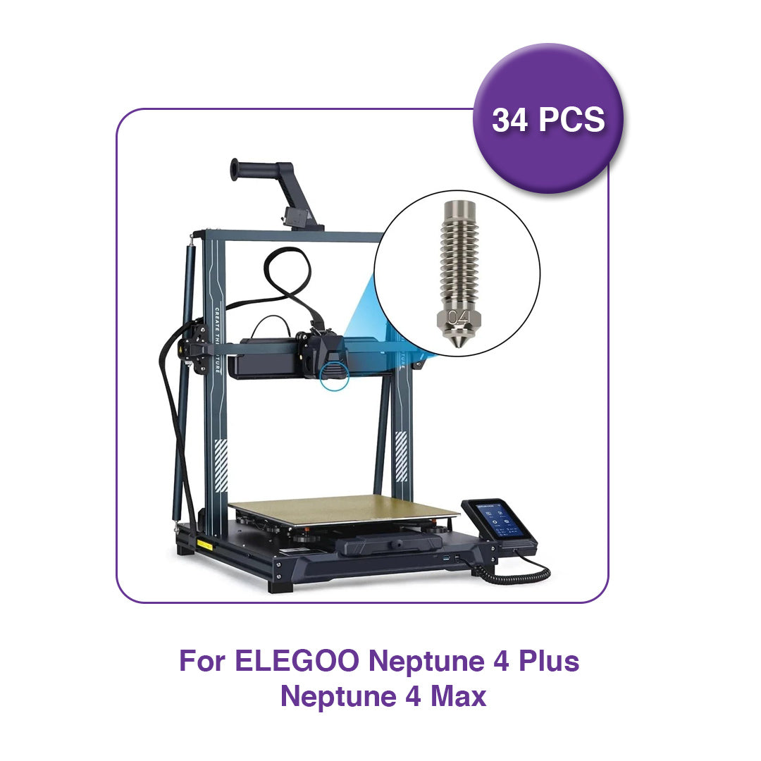 Copper Plated Nozzles Kit with Tools for ELEGOO Neptune 4 Plus / 4 Max (34 Pcs) - MakerParts 3D