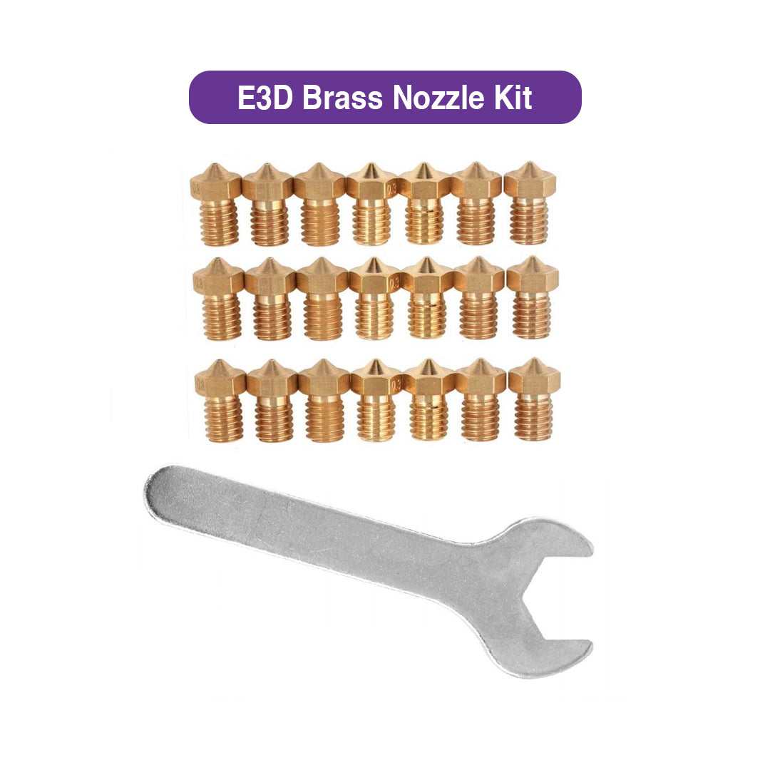 E3D Brass Nozzle Kit + Open-End Wrench (21 Pcs) - MakerParts 3D