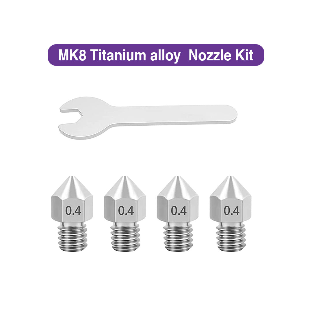 MK8 Titanium Alloy Nozzle Set – 5PCS (0.4mm) + Wrench - MakerParts 3D