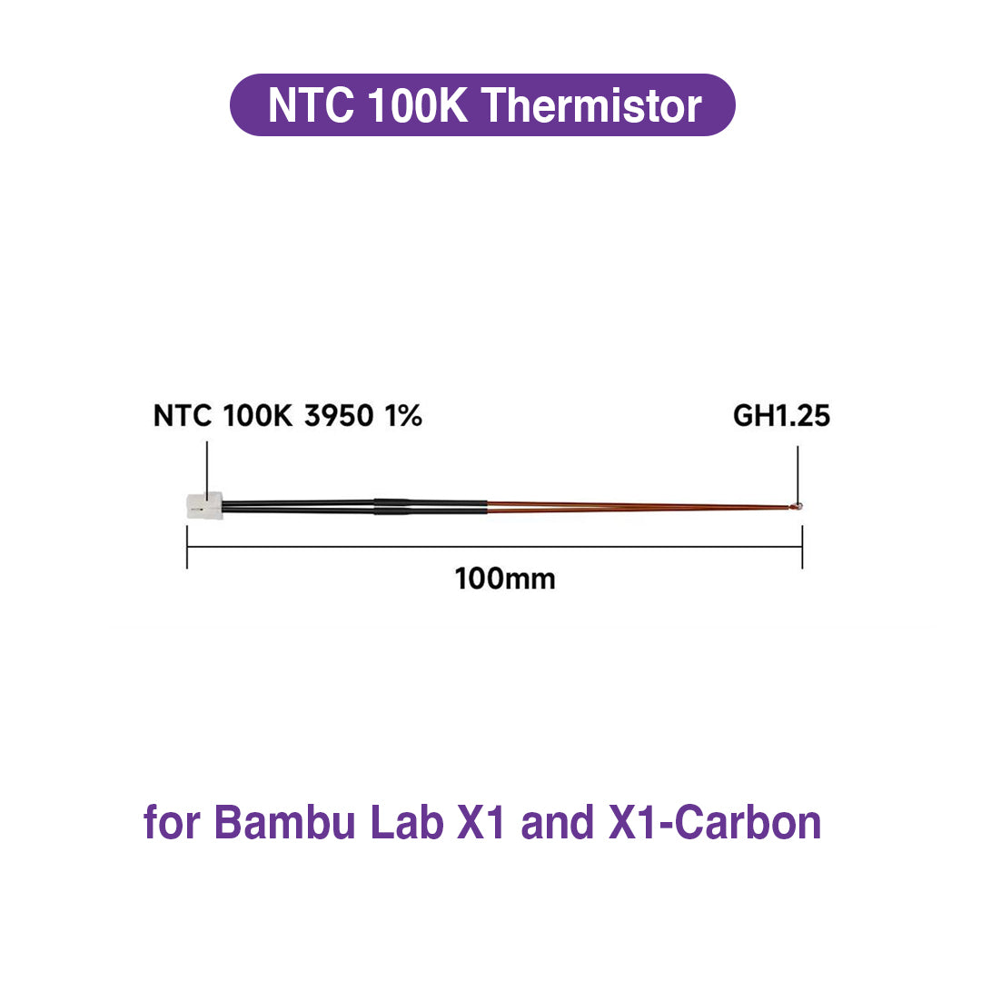 NTC 100K Thermistor (1.2 Gold 66L-104F3950-100FB) for Bambu Lab X1/X1-Carbon - MakerParts 3D