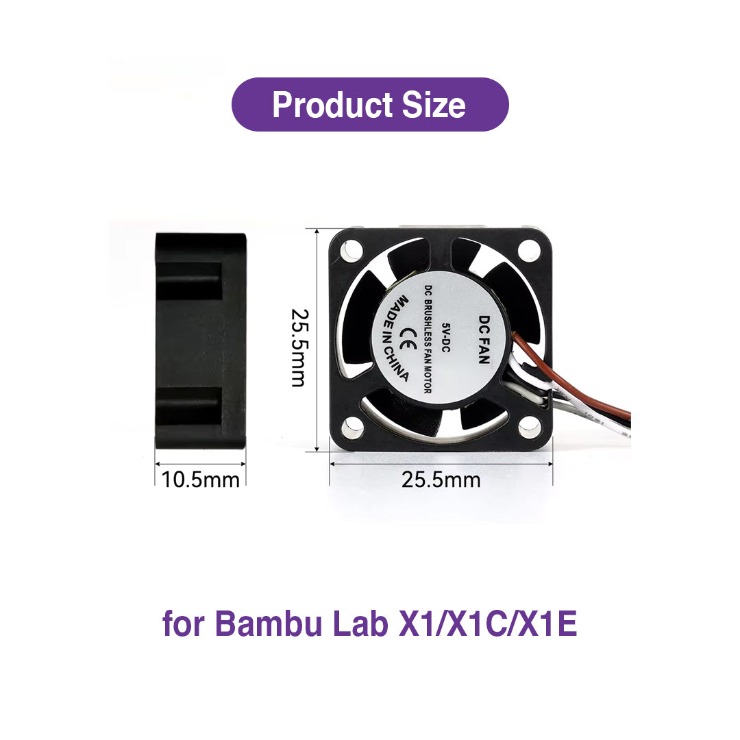 2510 Cooling Fan Dual Bearing 5V 0.2A for Bambu Lab X1/X1C/X1E - MakerParts 3D