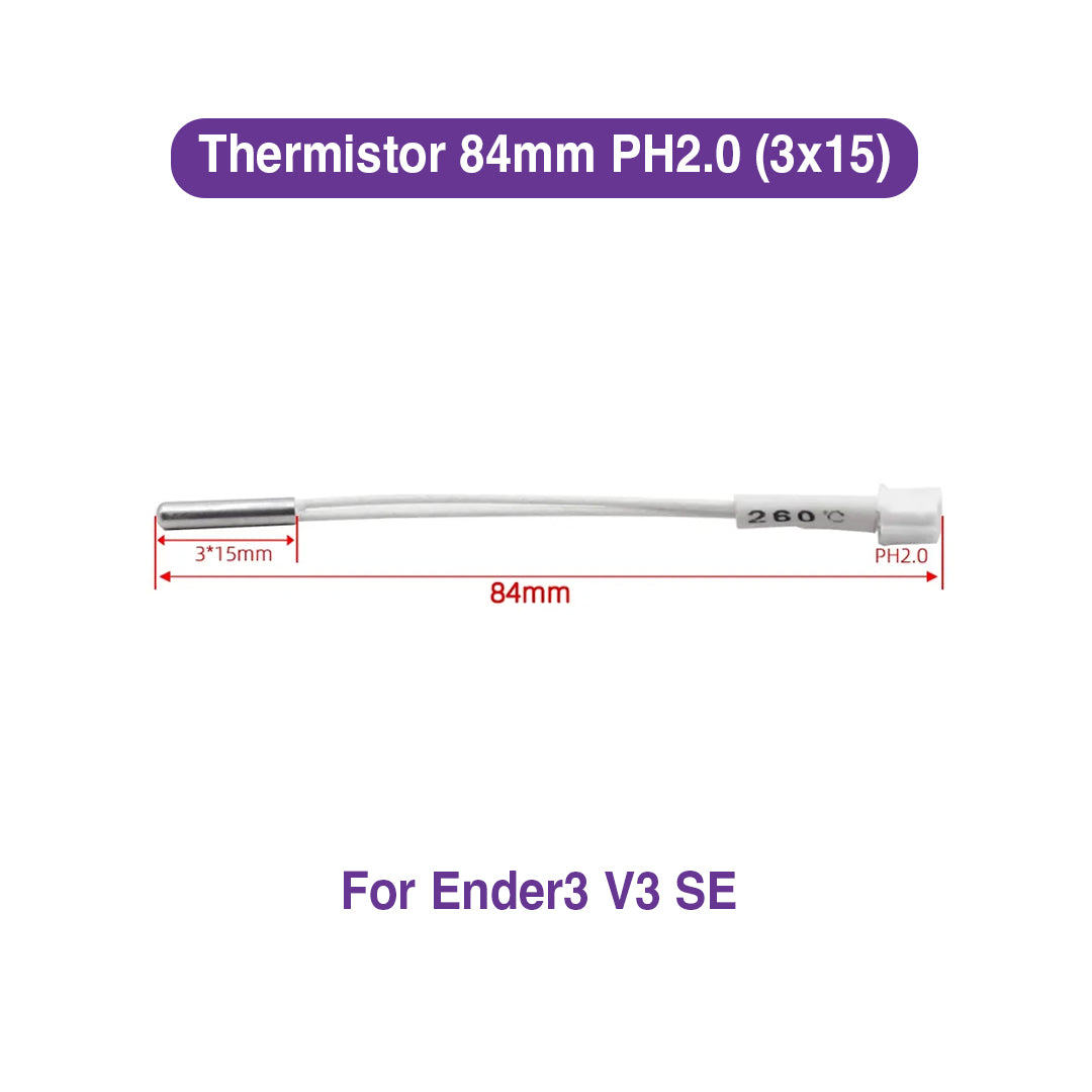 Thermistor 84mm PH2.0 (3x15) for Ender 3 V3 SE - MakerParts 3D