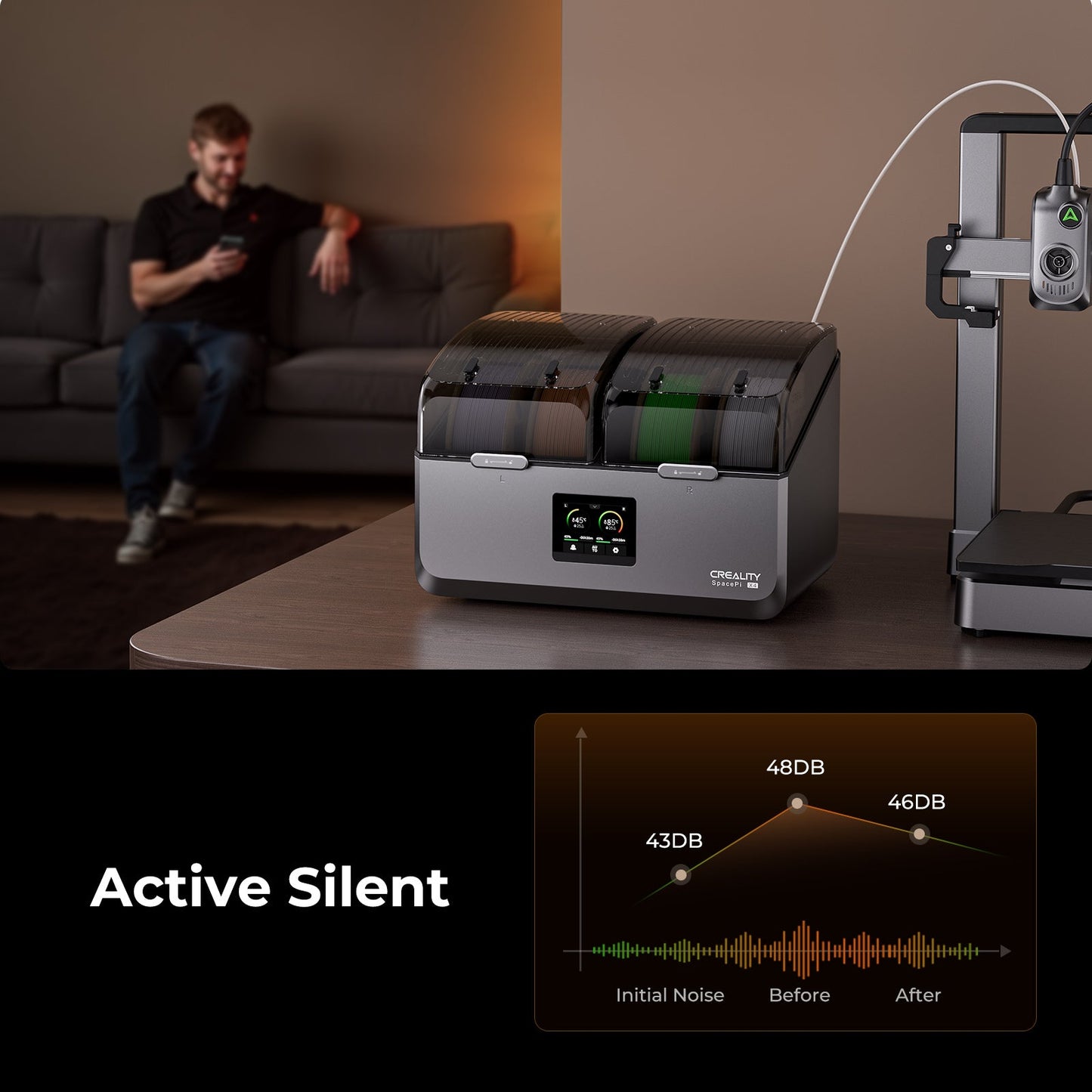 Creality SpacePi X4 filament dryer, 4-spool capacity and dual chamber