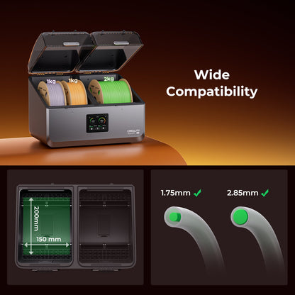 Creality SpacePi X4 filament dryer, 4-spool capacity and dual chamber