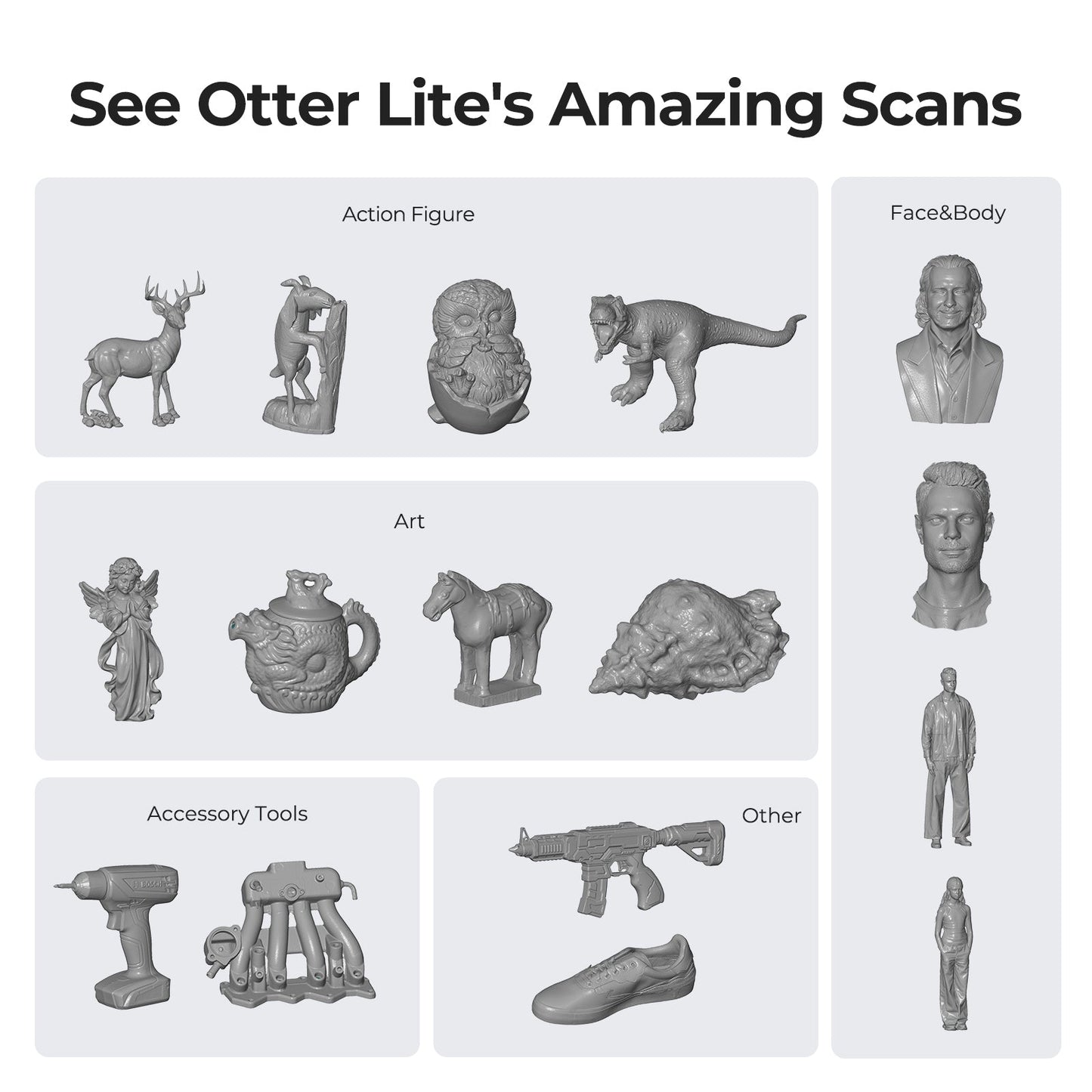 Creality Otter Lite / Otter Basic 3D Scanner – Portable Full-Color Scanner with 0.05 mm Accuracy (20–2000 mm Range)