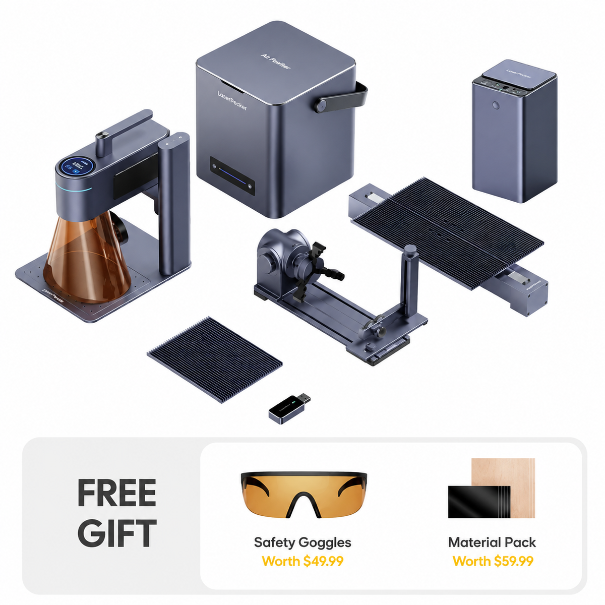 LaserPecker LP4 Dual Laser Engraver – 10W Diode + 2W Infrared, Touchscreen