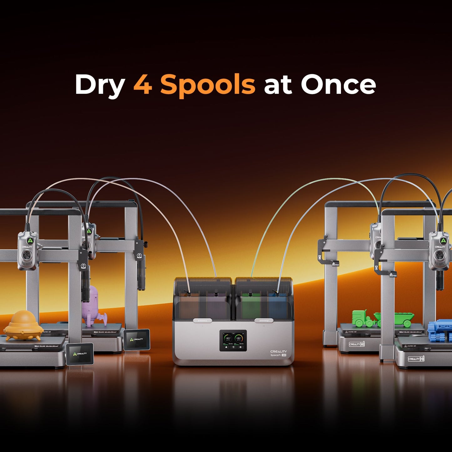 Creality SpacePi X4 filament dryer, 4-spool capacity and dual chamber