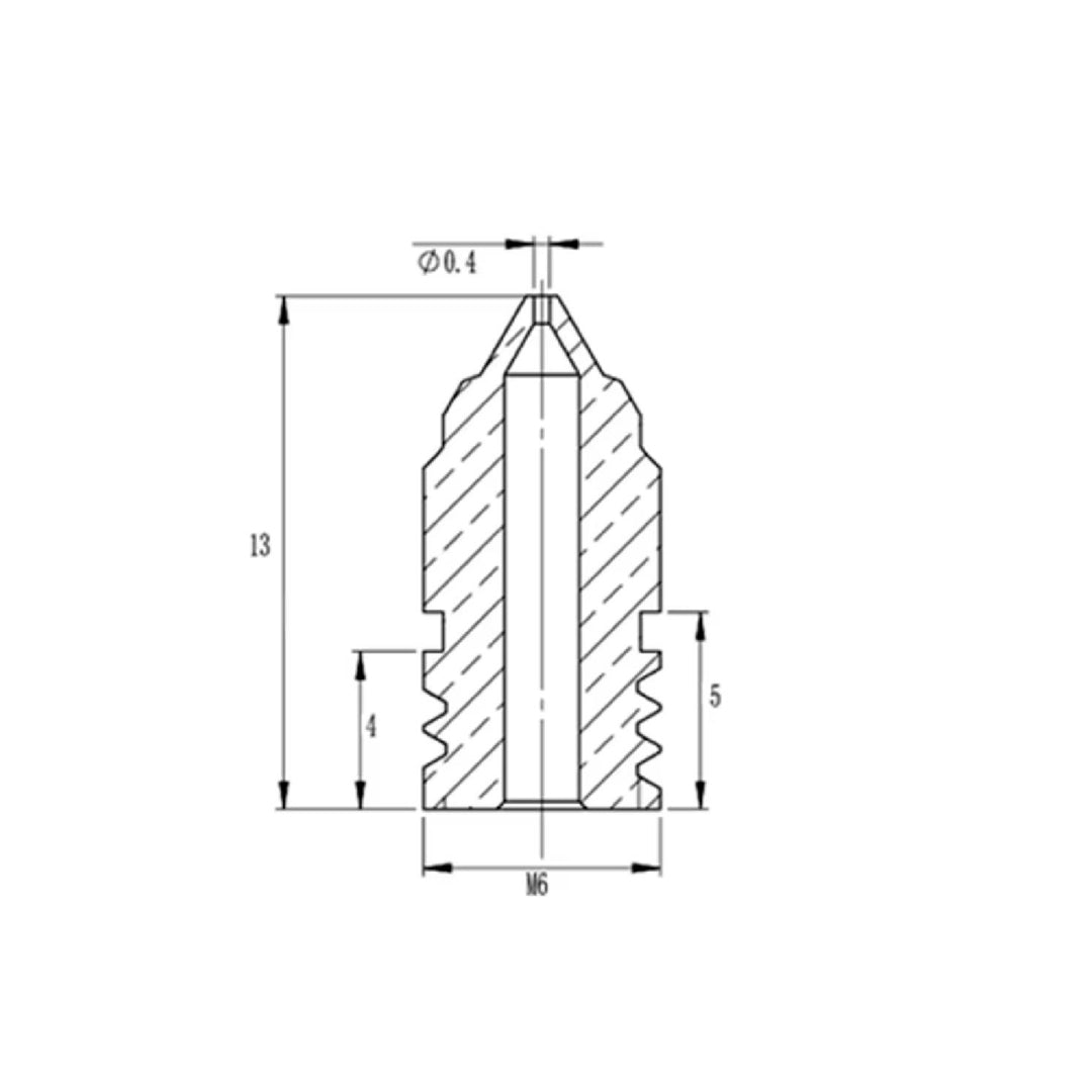 MK8 Hardened Steel Nozzle 0.4mm M6 Thread for Ender 3