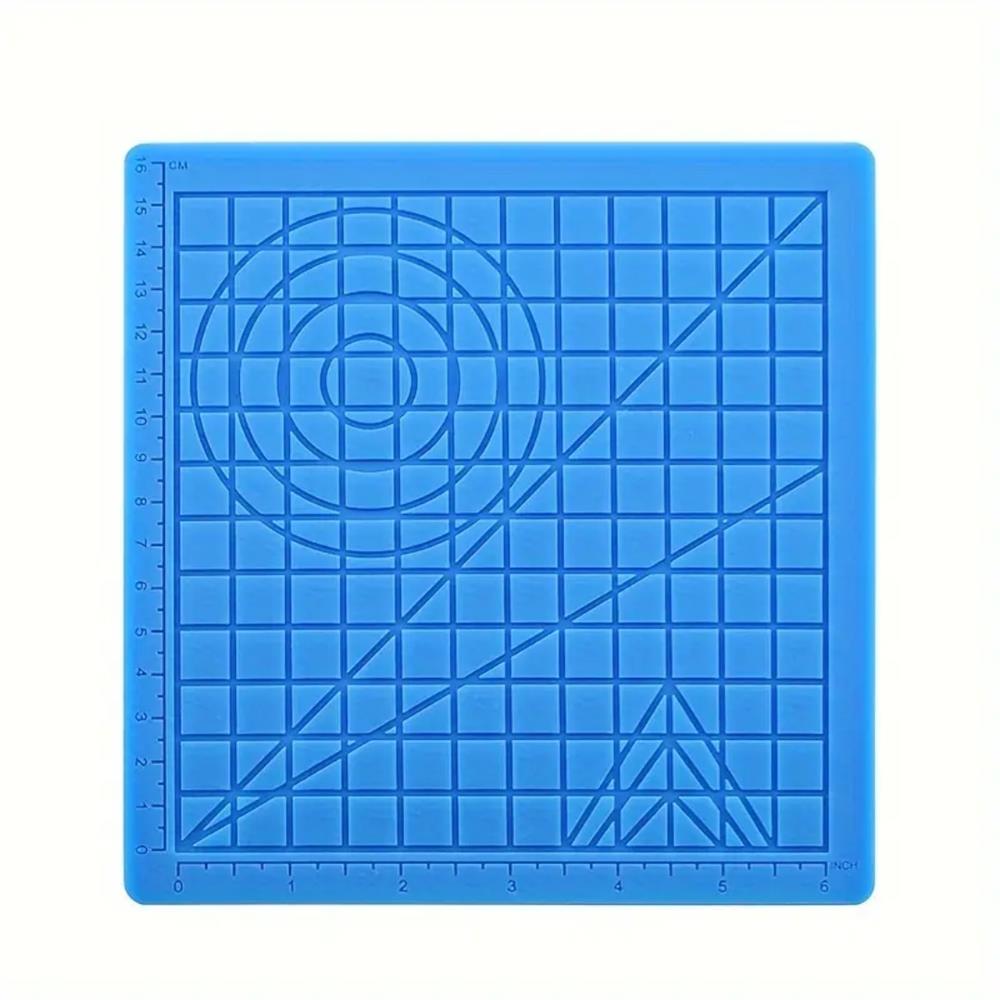 3D Pen Silicone Drawing Mat – Multi-Shape Stencil Pad with Finger Caps (17.5 × 17.5 cm)
