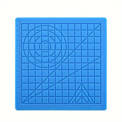 3D Pen Silicone Drawing Mat – Multi-Shape Stencil Pad with Finger Caps (17.5 × 17.5 cm)