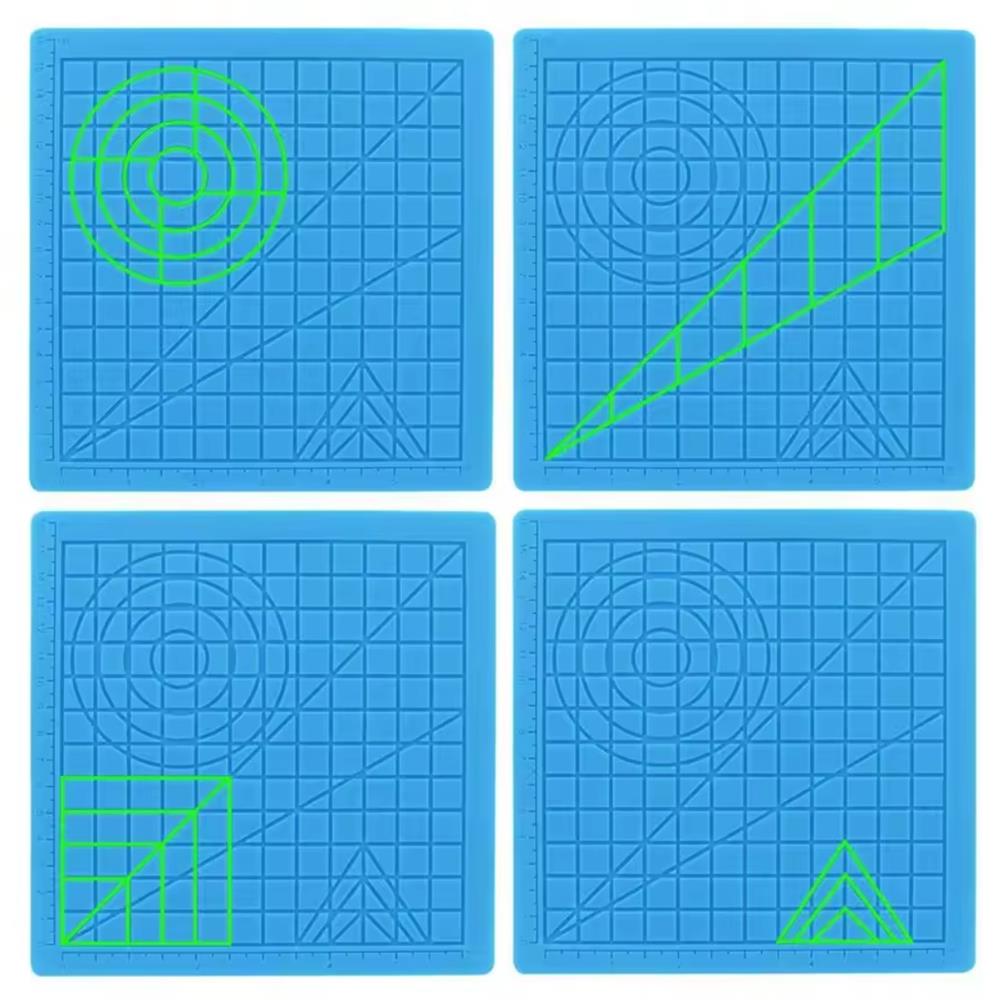 3D Pen Silicone Drawing Mat – Multi-Shape Stencil Pad with Finger Caps (17.5 × 17.5 cm)