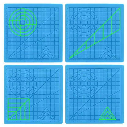 3D Pen Silicone Drawing Mat – Multi-Shape Stencil Pad with Finger Caps (17.5 × 17.5 cm)