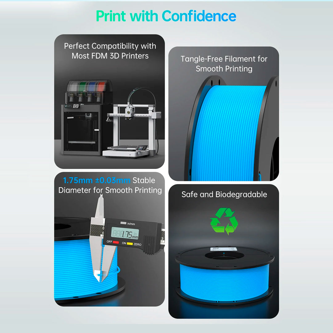 BIQU PLA-HR Flexible 3D Printer Filament 1.75mm – Airless Basketball Printing Material, 1KG Spool Compatible with FDM Printers