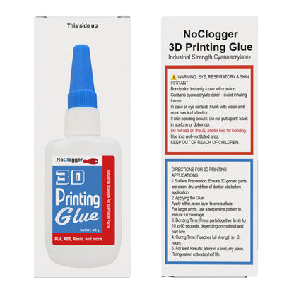NoClogger 3D Printing Glue Fast Setting Adhesive for PLA PETG Resin