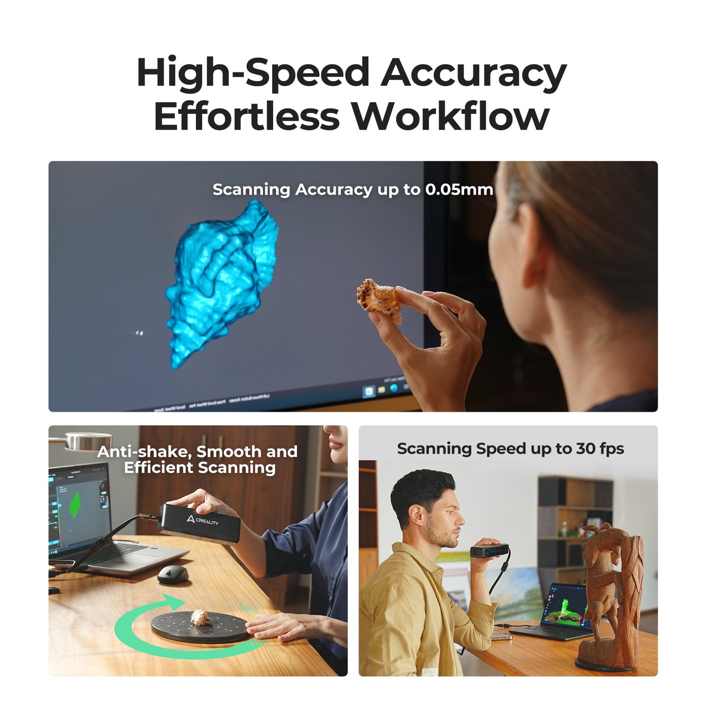 Creality Otter Lite / Otter Basic 3D Scanner – Portable Full-Color Scanner with 0.05 mm Accuracy (20–2000 mm Range)