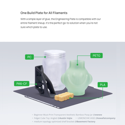 Bambu Lab Engineering Plate for H2S / H2D - High Temperature Smooth Build Surface