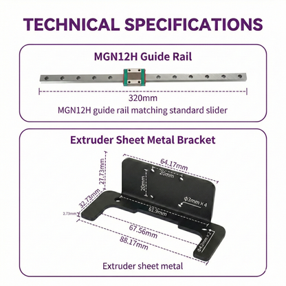 MGN12 Linear Guide Rail X-Axis Conversion Kit for Elegoo Neptune 3/4