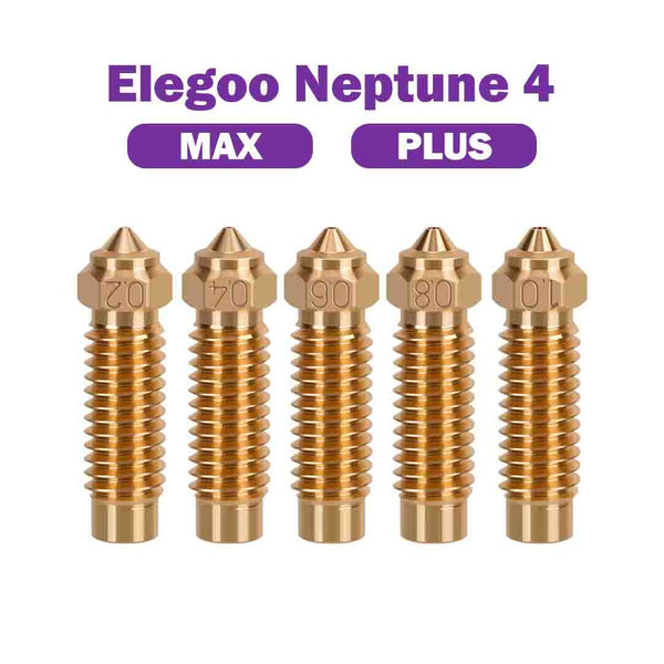 Brass Nozzle for Elegoo Neptune 4 Plus/Max - Multiple Sizes Available (0.2mm to 1.0mm)