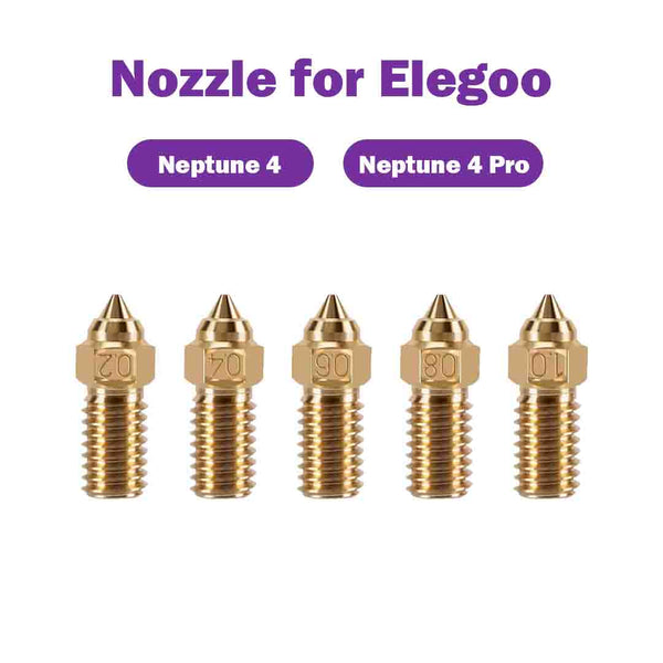 Brass Nozzle for Elegoo Neptune 4/Pro – Available in Multiple Diameters & Materials