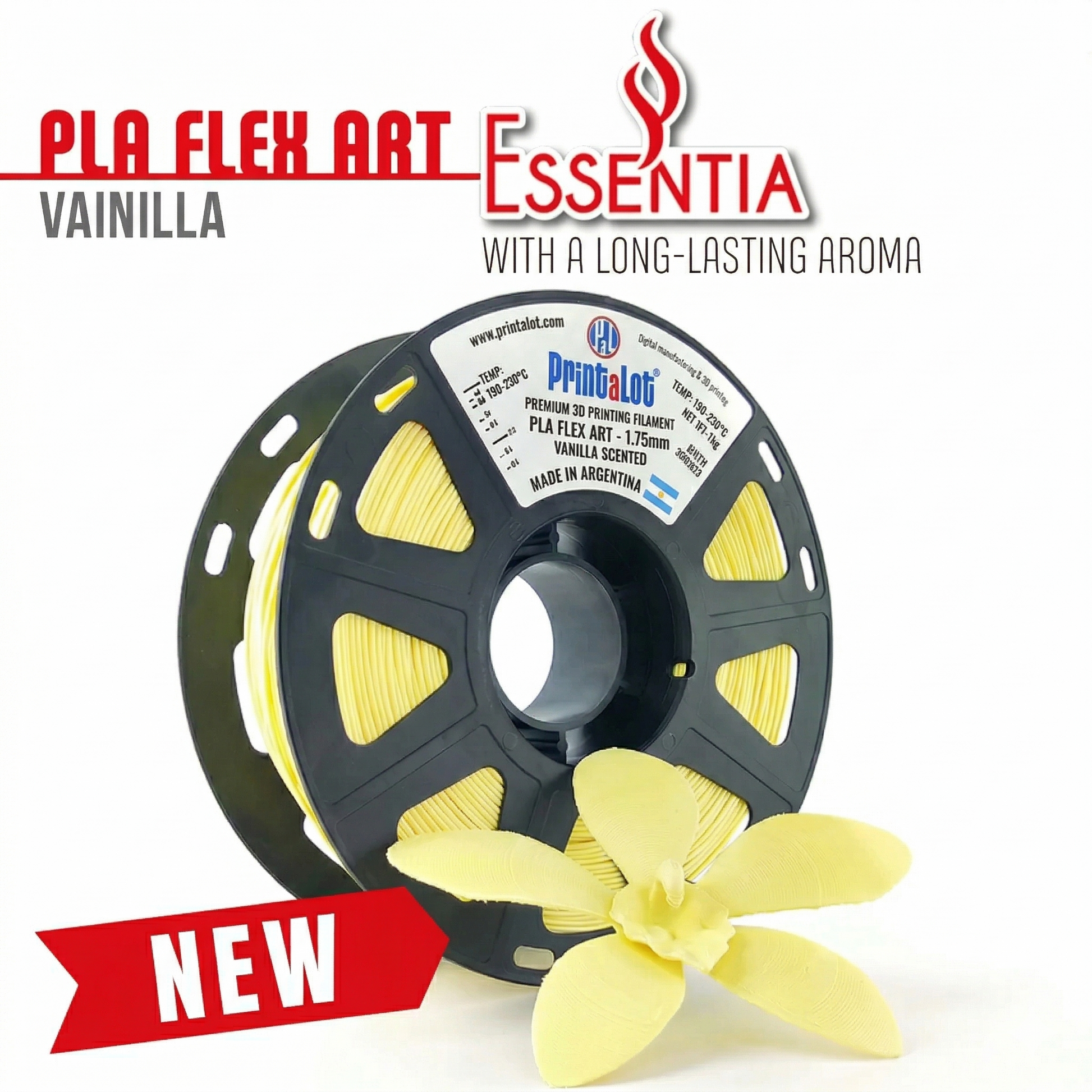 PrintaLot PLA FLEX ART Essentia Vanilla Scented Filament for 3D Printer