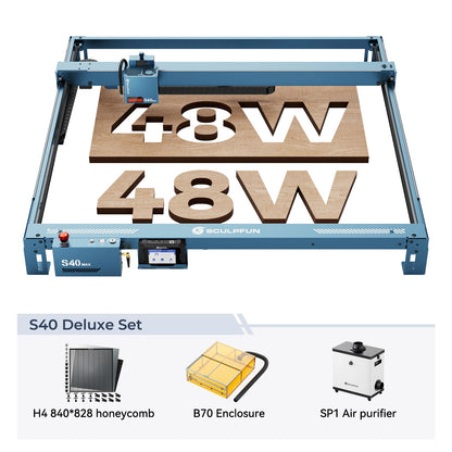 SCULPFUN S40 MAX Deluxe Set with H4 honeycomb, B70 enclosure and SP1 purifier