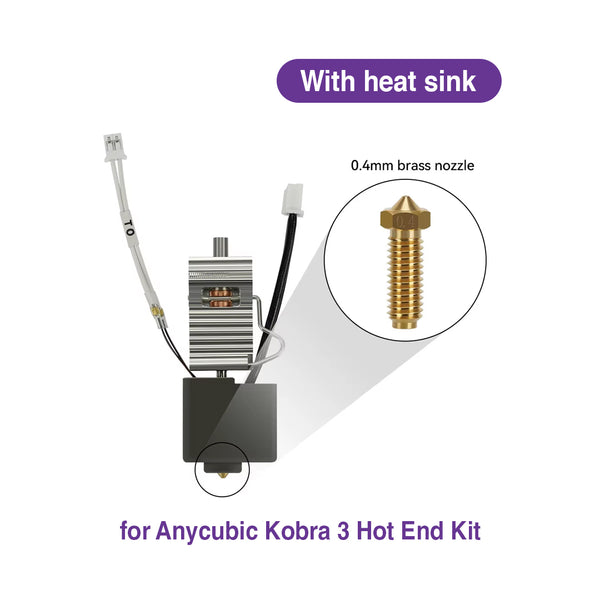 Bi-Metal Heatbreak Hot End for Anycubic Kobra 3/3 Combo (Brass Nozzle 0.4mm)