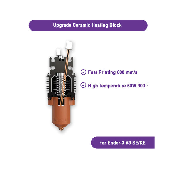 Upgrade Ceramic Heating Block for Ender-3 V3 SE/KE Fast Printing 600 mm/s High Temperature 60W 300°