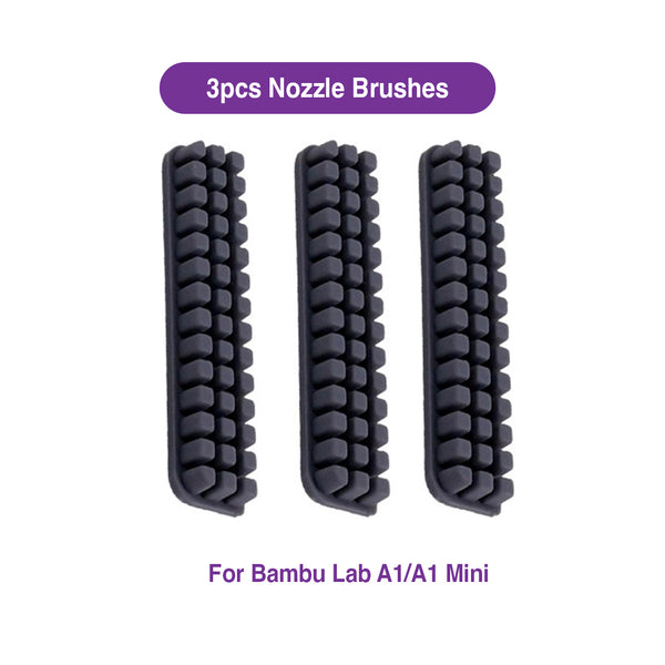 3pcs Nozzle Brushes for Bambu Lab A1/A1 Mini – Silicone Wiper Scrubbers for Hotbed Cleaning