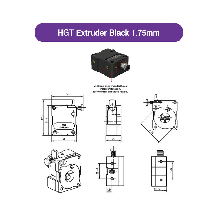 HGT EXTRUDER BLACK 1.75MM