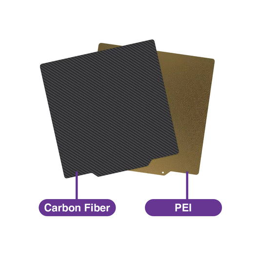 One-Side PEI Coated & One-Side Carbon Fiber Flexible Steel Plate 180x180mm (Without Soft Magnet) - MakerParts 3D