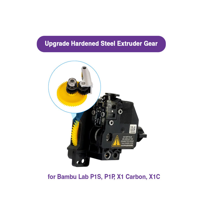 Upgrade Hardened Steel Extruder Gear for Bambu Lab P1S P1P X1 Carbon X1C - MakerParts 3D