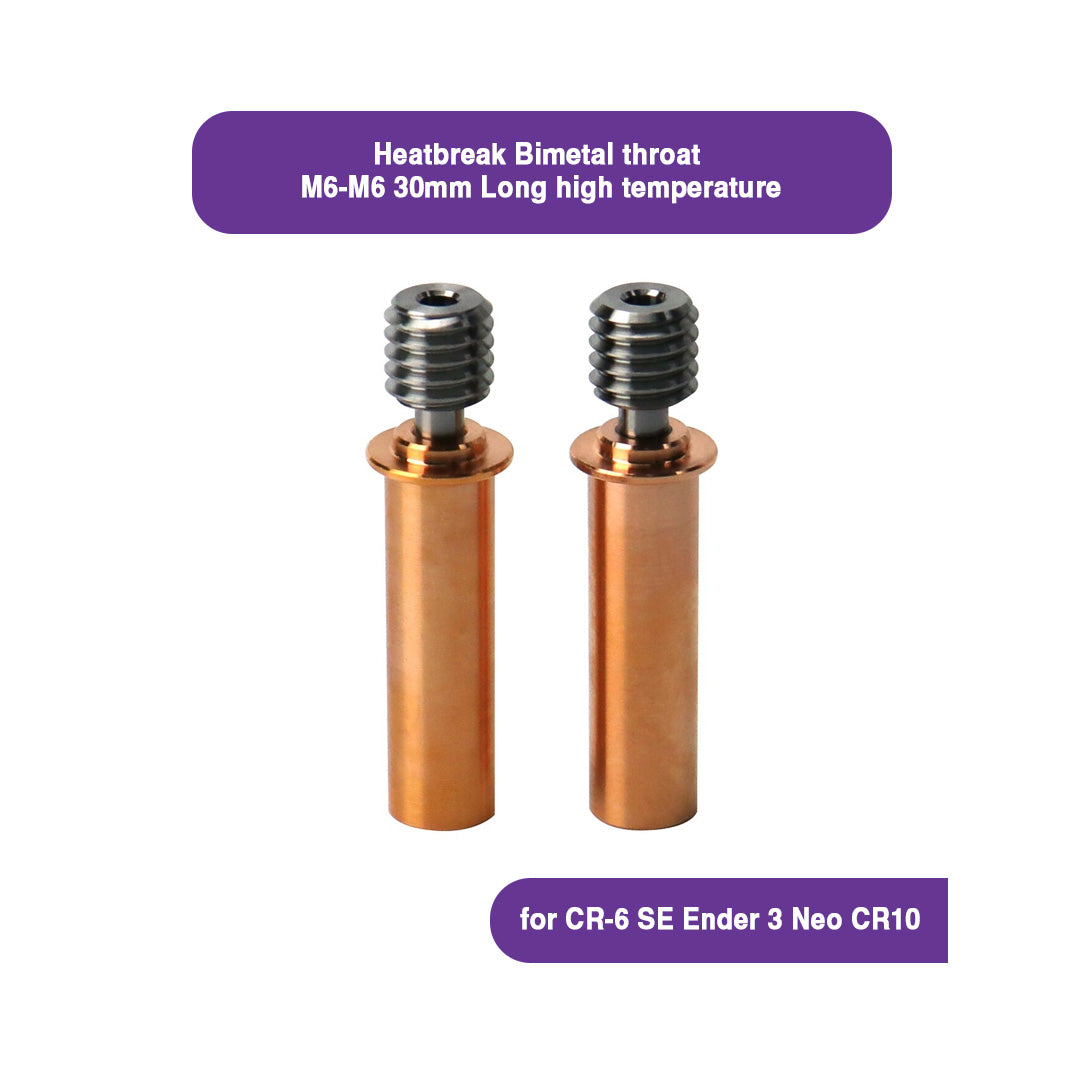Heat Break Bimetal throat M6-M6 30mm High-Temperature for CR-6 SE Ender 3 Neo CR10 - MakerParts 3D