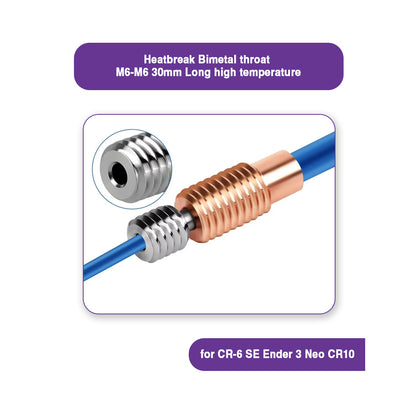 Heat Break Bimetal throat M6-M6 30mm High-Temperature for CR-6 SE Ender 3 Neo CR10 - MakerParts 3D