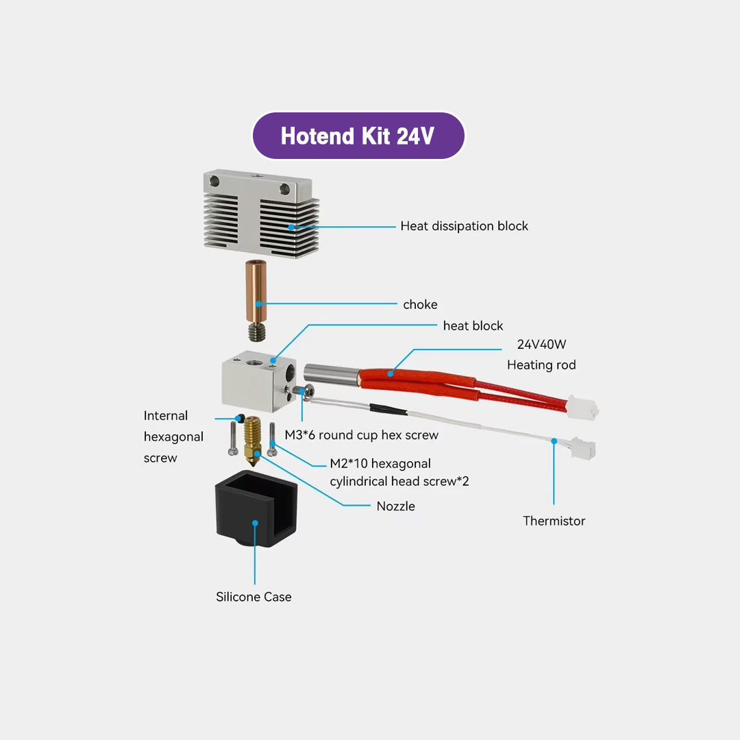 All-Metal Hotend Kit for Elegoo Neptune 4 / 4 Pro – 0.4 mm Nozzle with Bimetal Throat (24V)