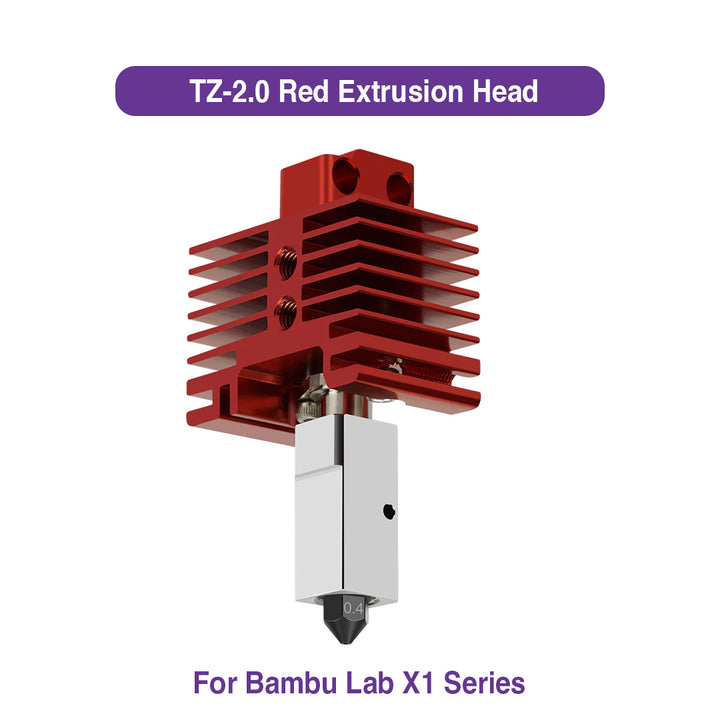 TZ-2.0 Red Extrusion Head for Bambu Lab X1 Series (Single Nozzle Required) - MakerParts 3D