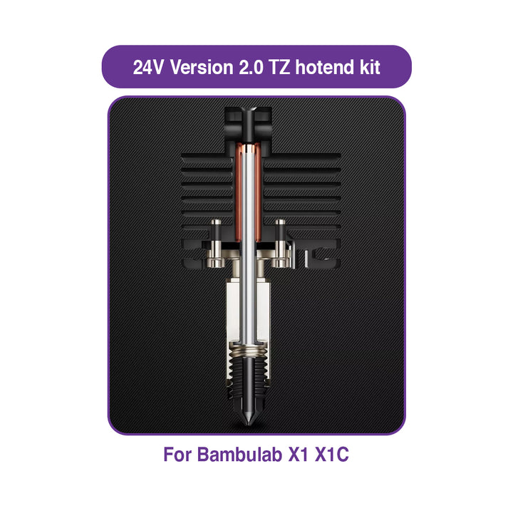 2.0 TZ Hotend Kit with Ceramic Heater and Themistor for Bambu Lab X1/X1C (24V) - MakerParts 3D