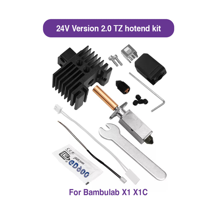 2.0 TZ Hotend Kit with Ceramic Heater and Themistor for Bambu Lab X1/X1C (24V) - MakerParts 3D