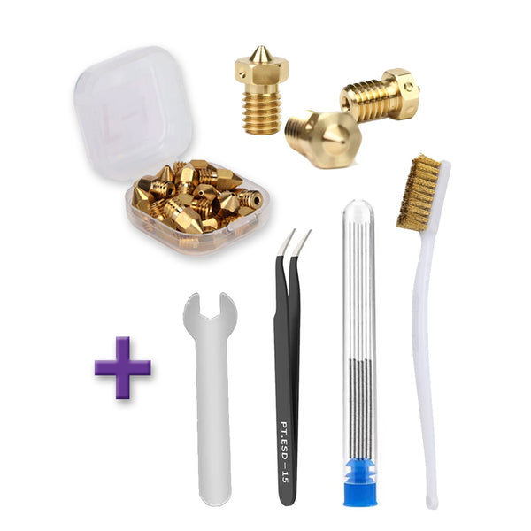 Brass Nozzles Kit with Tools for E3D V6 (42 Pcs) - MakerParts 3D