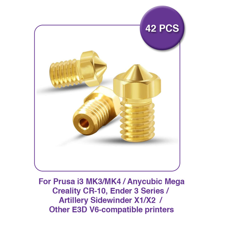 Brass Nozzles Kit with Tools for E3D V6 (42 Pcs) - MakerParts 3D