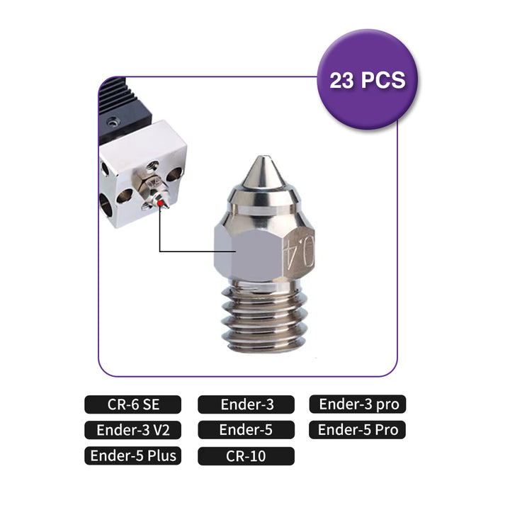 Copper Plated Nozzles Kit with Tools for CR and Ender Series (23 Pcs) - MakerParts 3D