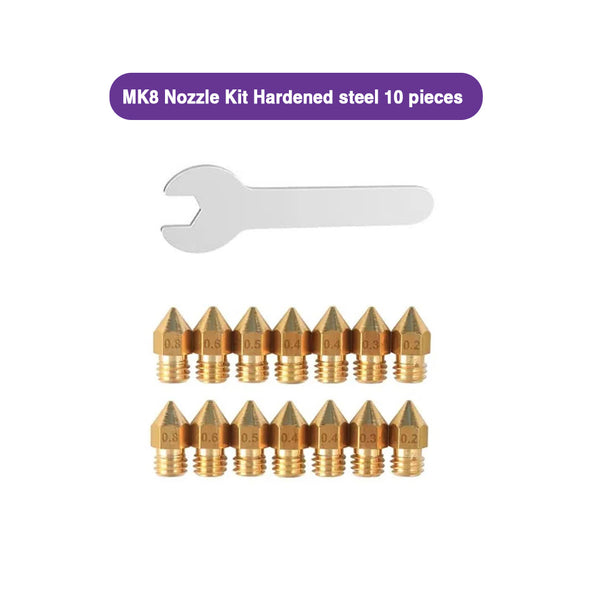 MK8 Nozzle Kit – Hardened Steel 10-Piece Set for 1.75mm Filament - MakerParts 3D