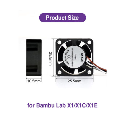 2510 Cooling Fan Dual Bearing 5V 0.2A for Bambu Lab X1/X1C/X1E - MakerParts 3D